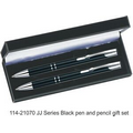 JJ Series Pen and Pencil Gift Set in Black Velvet Gift Box - Black